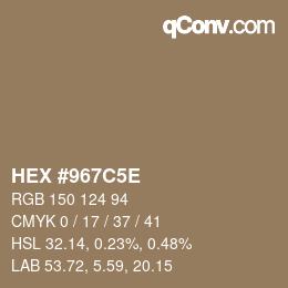 Código de color: HEX #967C5E | qconv.com