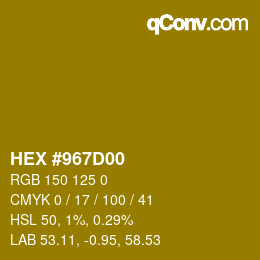 颜色代码: HEX #967D00 | qconv.com