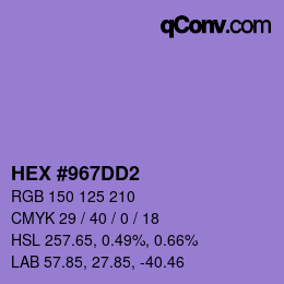 カラーコード: HEX #967DD2 | qconv.com