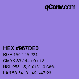 Color code: HEX #967DE0 | qconv.com