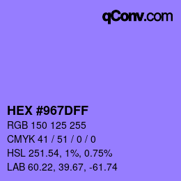 Color code: HEX #967DFF | qconv.com
