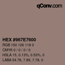 颜色代码: HEX #967E7600 | qconv.com