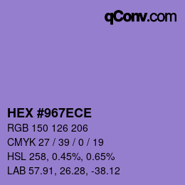 Color code: HEX #967ECE | qconv.com