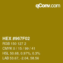 カラーコード: HEX #967F02 | qconv.com