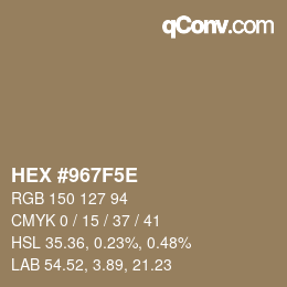 Color code: HEX #967F5E | qconv.com