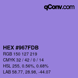 カラーコード: HEX #967FDB | qconv.com