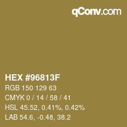 Color code: HEX #96813F | qconv.com