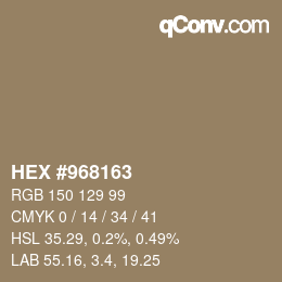 カラーコード: HEX #968163 | qconv.com