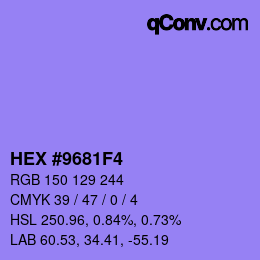 颜色代码: HEX #9681F4 | qconv.com