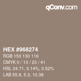 Color code: HEX #968274 | qconv.com