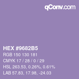 颜色代码: HEX #9682B5 | qconv.com