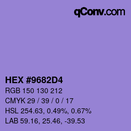 颜色代码: HEX #9682D4 | qconv.com