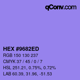 颜色代码: HEX #9682ED | qconv.com