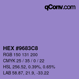 カラーコード: HEX #9683C8 | qconv.com