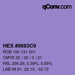 Color code: HEX #9683C9 | qconv.com
