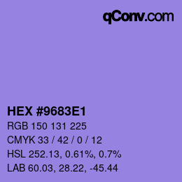Color code: HEX #9683E1 | qconv.com