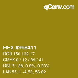 Color code: HEX #968411 | qconv.com
