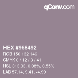 カラーコード: HEX #968492 | qconv.com