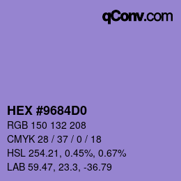 カラーコード: HEX #9684D0 | qconv.com