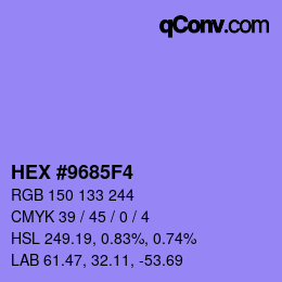 Farbcode: HEX #9685F4 | qconv.com