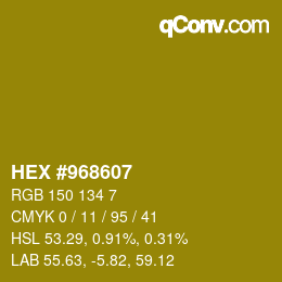 颜色代码: HEX #968607 | qconv.com