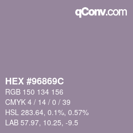 Color code: HEX #96869C | qconv.com