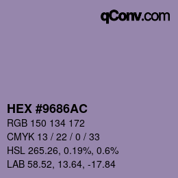 颜色代码: HEX #9686AC | qconv.com