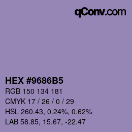 カラーコード: HEX #9686B5 | qconv.com