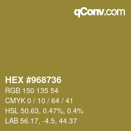 Color code: HEX #968736 | qconv.com