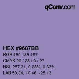 Color code: HEX #9687BB | qconv.com