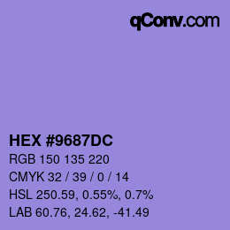 颜色代码: HEX #9687DC | qconv.com