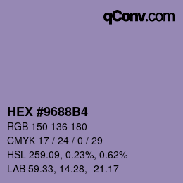 Código de color: HEX #9688B4 | qconv.com