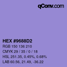 カラーコード: HEX #9688D2 | qconv.com