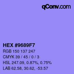 Color code: HEX #9689F7 | qconv.com