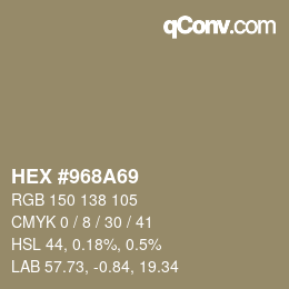 Color code: HEX #968A69 | qconv.com