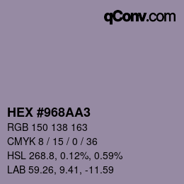 颜色代码: HEX #968AA3 | qconv.com
