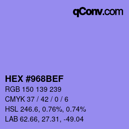 颜色代码: HEX #968BEF | qconv.com