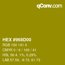 カラーコード: HEX #968D00 | qconv.com
