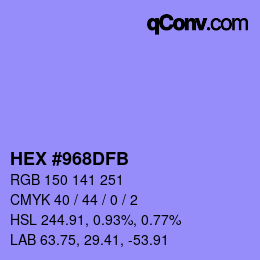 カラーコード: HEX #968DFB | qconv.com