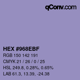 カラーコード: HEX #968EBF | qconv.com