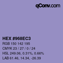 Código de color: HEX #968EC3 | qconv.com