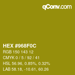 Color code: HEX #968F0C | qconv.com