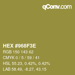 Color code: HEX #968F3E | qconv.com