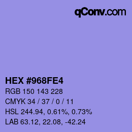 カラーコード: HEX #968FE4 | qconv.com