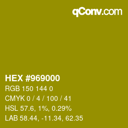 カラーコード: HEX #969000 | qconv.com