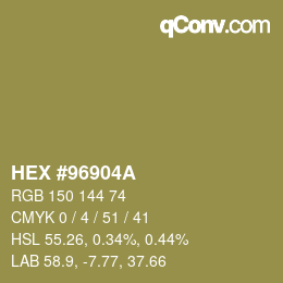Farbcode: HEX #96904A | qconv.com