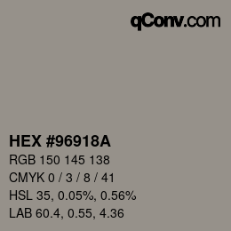 Código de color: HEX #96918A | qconv.com