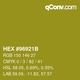 Color code: HEX #96921B | qconv.com