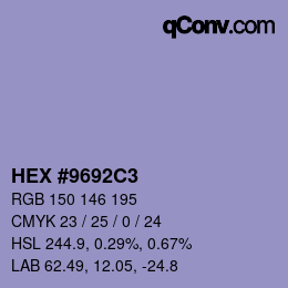カラーコード: HEX #9692C3 | qconv.com