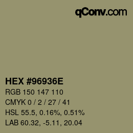 Código de color: HEX #96936E | qconv.com